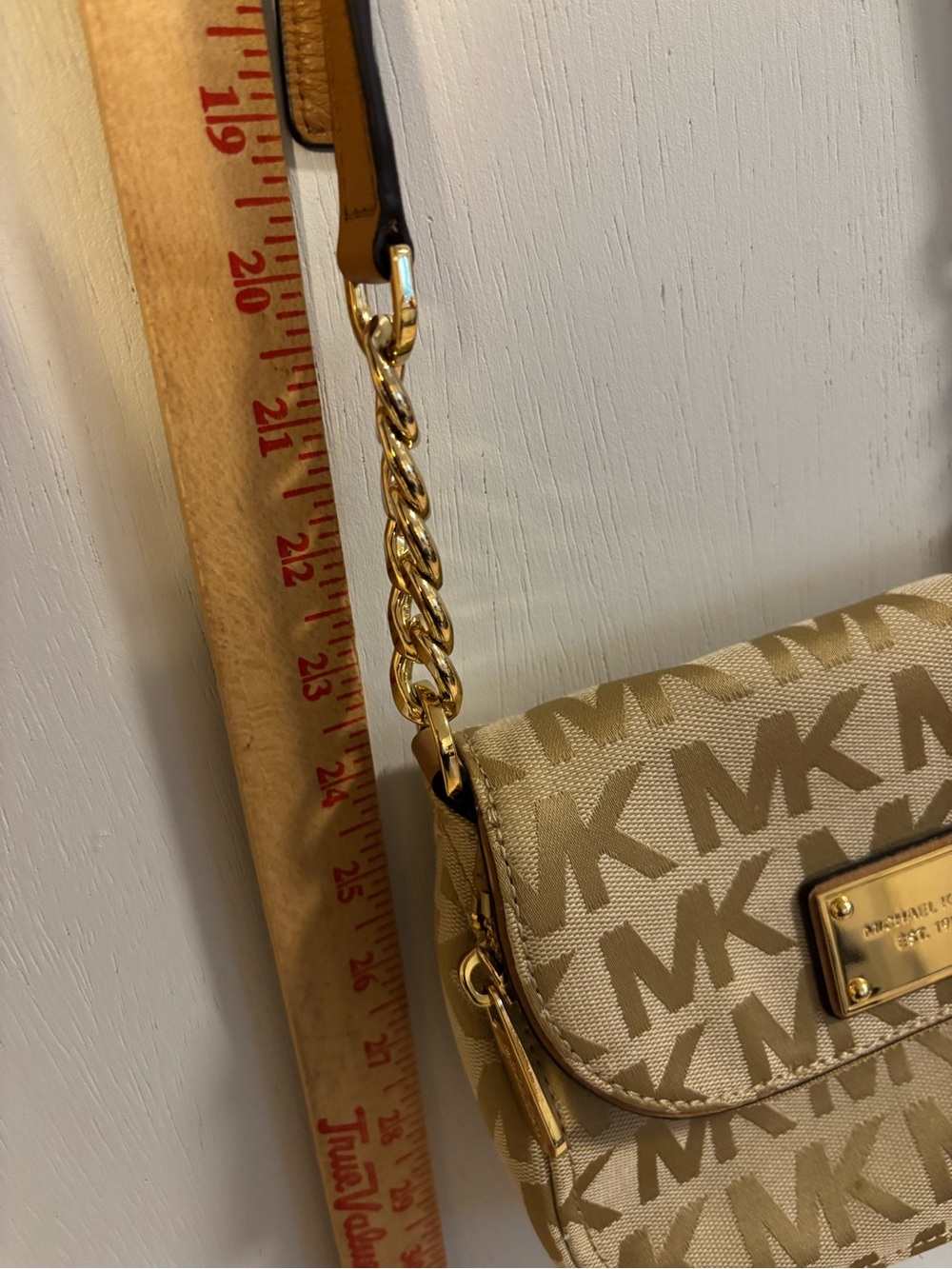 Michael Kors Tan Logo Jacquard Crossbody with Gold Hardware - Picture 6 of 8